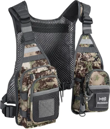 Vista 10 de BASSDASH FV08 Chaleco ultraligero de pesca con mosca para hombres y mujeres Paquete de pecho portátil Talla única para la mayoría
