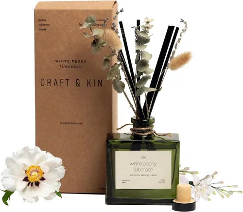 Vista 13 de Craft & Kin Difusor de varillas con flores secas Difusor de varillas de otoño perfumado de cítricos sicilianos y eucalipto de 5 onzas
