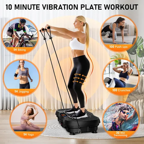 Vista 6 de Vibration Plate Exercise Machine, 130 Levels Full Body Workout Vibrating Plate for Lymphatic Drainage Weight Loss, 450 Lbs Capacity Shake Platform