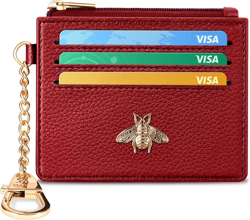 Vista 14 de SEAVILIA - Cartera pequeña con llavero para mujer, con bloqueo RFID Negro