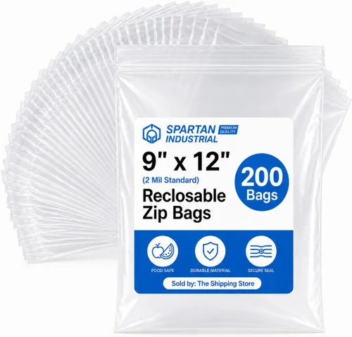 Vista 7 de Spartan Industrial - Bolsas de plástico de polietileno transparente recerrable de 6" x 9" (200 unidades) de un cuarto de galón con cremallera