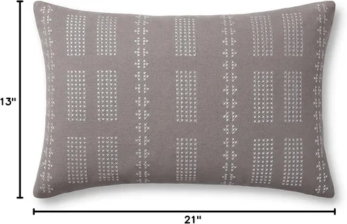 Vista 5 de Loloi Jean Stoffer x William Collection PJS0007 - Funda de almohada (13 x 21 pulgadas), color gris