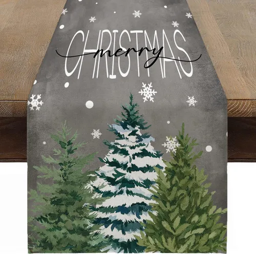 Vista 10 de OTOSTAR Camino de mesa de árbol de Navidad, Navidad, Navidad, Navidad, Navidad, caminos de mesa de cocina, comedor, decoración de mesa de lino