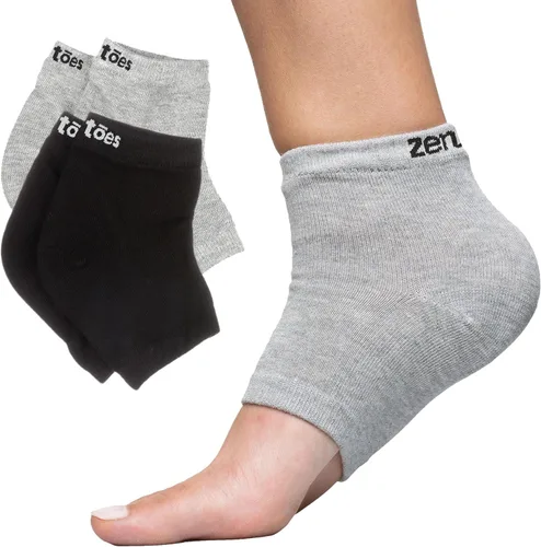 Vista 10 de ZenToes Calcetines hidratantes para tacones secos agrietados, anchos algodón gris