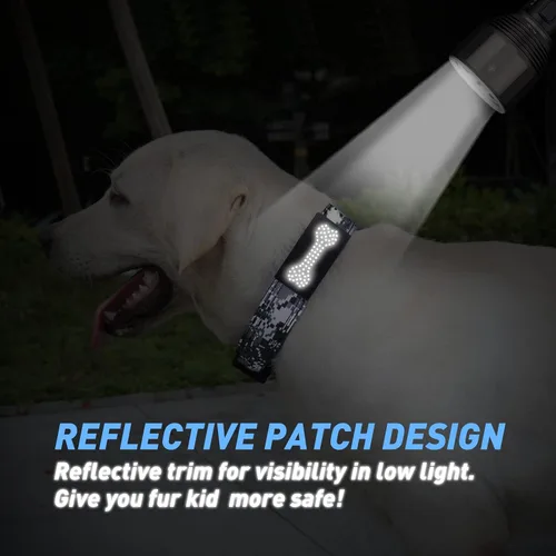 Vista 6 de Collar táctico para perro, collar con camuflaje digital para perros grandes, collar militar K9 ajustable y resistente con asa, con la bandera