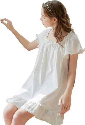 Vista 3 de COSOSA - Camisones de algodón para mujeres conjuntos de camisones ligeros de manga corta para princesas