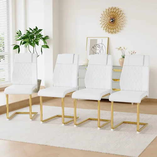Vista 15 de gopop Juego de 4 sillas de comedor, modernas sillas de cocina y comedor con patas de metal galvanizado, sillas laterales tapizadas para comedor