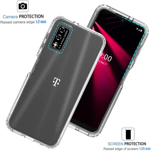 Vista 2 de Funda para teléfono T-Mobile Revvl V 4G con protector de pantalla de vidrio templado, carcasa protectora de cuerpo completo transparente