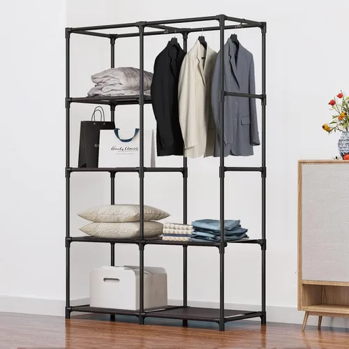 Vista 3 de SORCEDAS Portable Closet Wardrobe Organizer Storage with Cover Non-Woben Fabric Portable Wardrobe Closet for Hanging Clothes Racks Shelving 33 Inch
