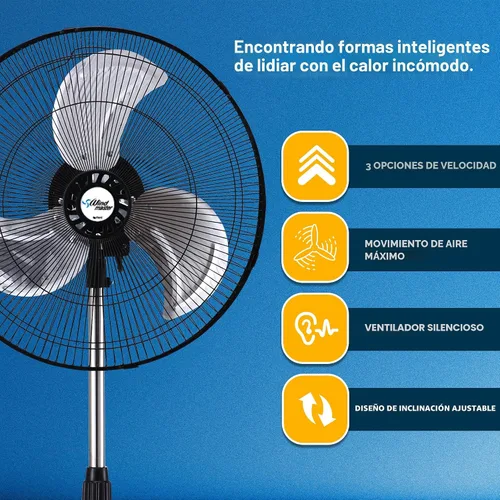 Vista 3 de PAMI Ventilador de pedestal oscilante de alta velocidad de 18 pulgadas, ventilador de piso portátil con 3 niveles de velocidad y altura ajustable