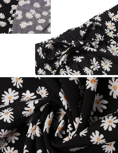 Vista 6 de Bluetime - Falda larga para mujer con estampado de leopardo, maxifalda de chifón plisada con cintura alta elástica para el verano y la playa