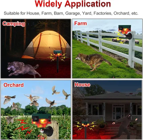 Vista 7 de Luces de alarma de seguridad con sensor solar para exteriores, detector de movimiento de 360°, luz estroboscópica intermitente, lámpara de Rojo 1
