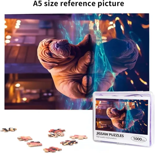 Vista 6 de Shar Pei - Rompecabezas de madera de perro de 1000 piezas, sorpresa para la decoración del hogar, rompecabezas artístico, regalo único de cumpleaños