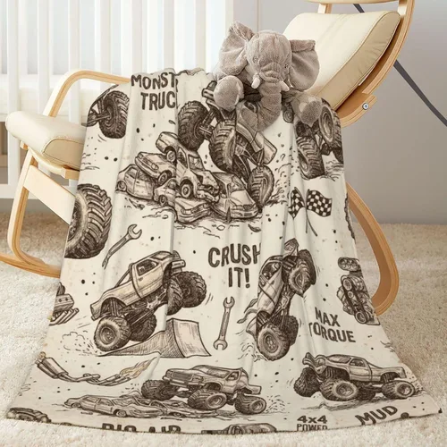 Vista 11 de Perinsto Manta de Monster Trucks, ultra suave y cálida para todas las estaciones, manta decorativa de forro polar para niños, regalos para niños