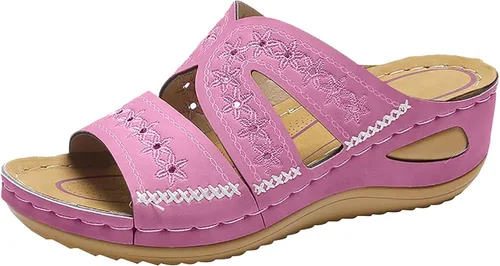 Vista 7 de Generic Sandalias ortopédicas de cuña con soporte de arco para mujer, sandalias informales de punta abierta, unisex para adultos