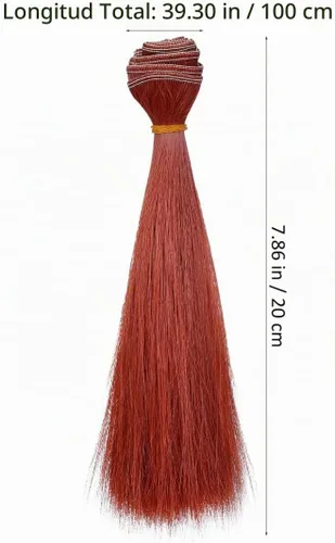 Vista 5 de 6 extensiones de cabello lacio resistente al calor para muñeca BJD Reborn