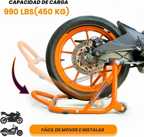 Vista 2 de GRAND PITSTOP Soporte para motocicleta, soporte de elevación de paddock para rueda trasera con horquilla y bobina de basculante, capacidad