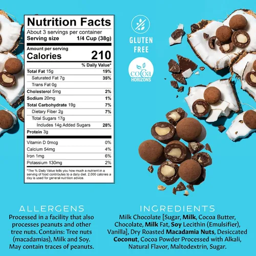 Vista 2 de Mauna Loa Nueces de macadamia cubiertas de chocolate premium, chocolate con leche y coco, bolsa de 4 onzas (paquete de 1)