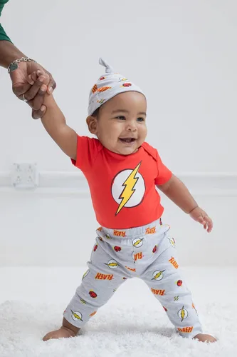 Vista 2 de DC Comics Batman Baby - Conjunto de 3 piezas para bebé mono de peluche y sombrero