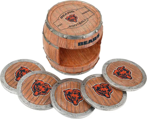 Vista 5 de FOCO NFL Team Logo 5-Pack Barrel Beverage Drink Coaster Set