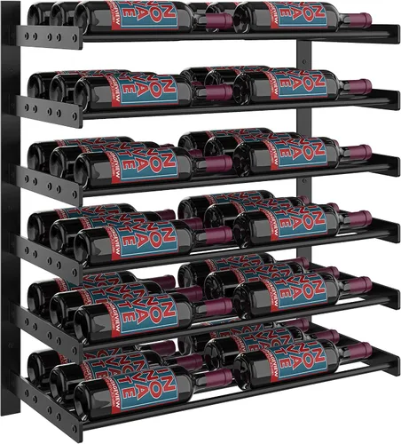 Vista 12 de VintageView Evolution Wine Wall 30 3C - Estante moderno para vino (54 botellas, negro mate/bronce dorado)