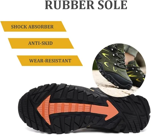 Vista 6 de Succttssful Zapatos de senderismo para hombre, impermeables, ligeros, para exteriores, de caña baja, para senderismo, entrenamiento, montañismo
