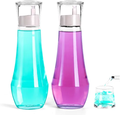 Vista 7 de Dispensador de enjuague bucal de vidrio para baño, dispensadores de enjuague bucal con taza, contenedor de enjuague bucal para adultos/niños, 8.8