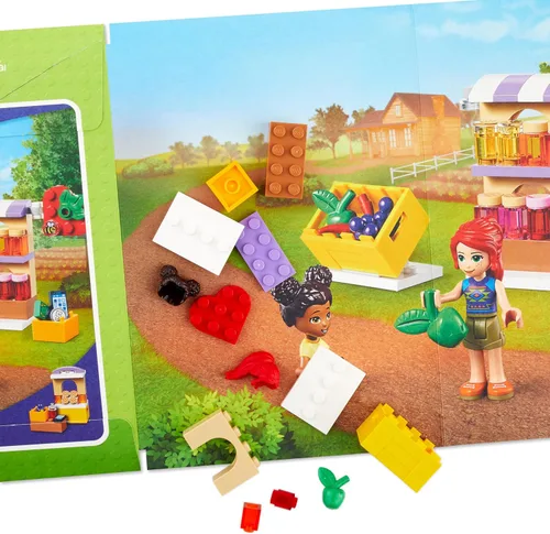 Vista 6 de Hallmark Tarjeta de cumpleaños para niños con Legos (kit de construcción Friends Market, a partir de 5 años)