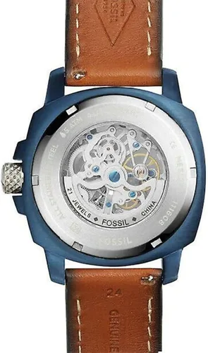 Vista 2 de Fossil reloj automático de hombre de acero inoxidable y cuero color marrón modelo ME3135