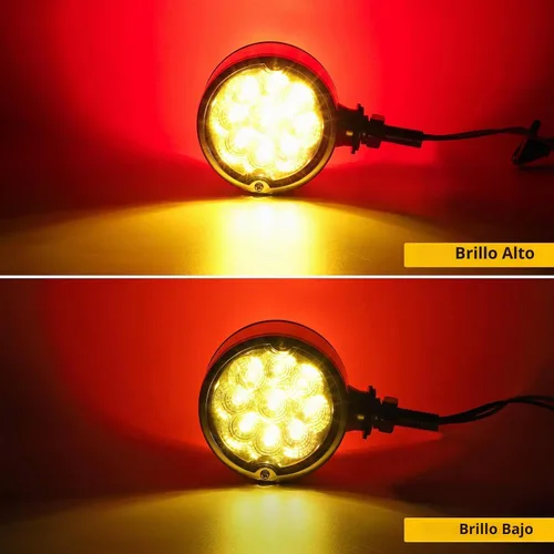 Vista 3 de Partsam 2 luces LED de señal de giro de doble cara, color rojo ámbar, luces de pedestal para camiones compatibles con Freightliner Kenworth