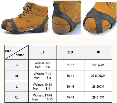 Vista 4 de Fiersh - Calzado de nieve antideslizante para zapatos y botas - 10 tacos de acero para mujer, hombres y niños (extra 10 tachuelas)