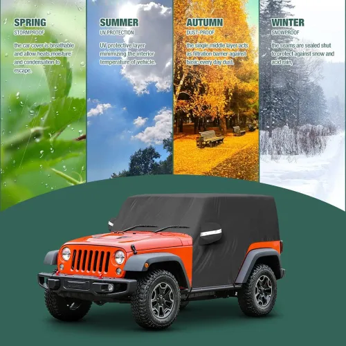 Vista 5 de Funda impermeable para cabina de automóvil compatible con Jeep Wrangler todos los submodelos de 2 puertas 1987-2022 para todo tipo de clima, 6