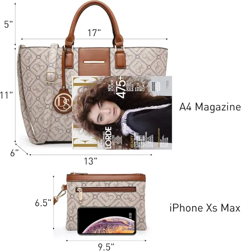 Vista 2 de DASEIN - Bolsa de mano para mujer, bolsa tipo bandolera, asa superior, bolsa plana para trabajar
