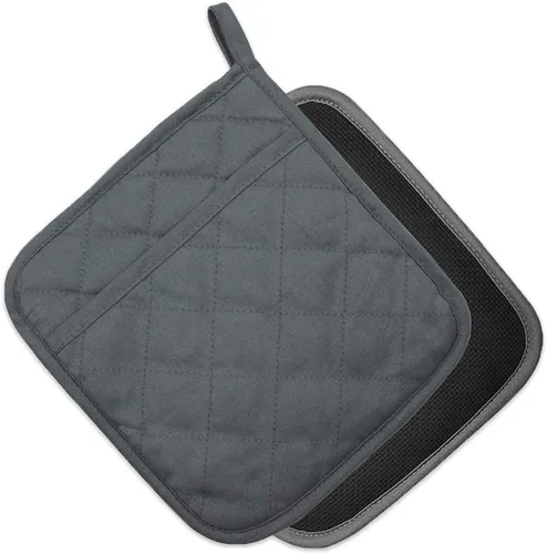 Vista 10 de Juego de 2 almohadillas de algodón y neopreno para horno, agarraderas con bolsillo de 8"x8.5", juego de almohadillas calientes de doble función
