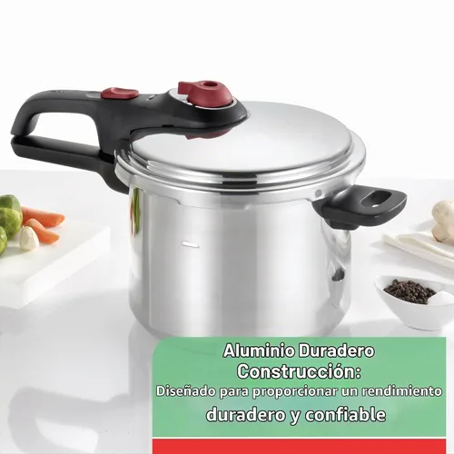 Vista 2 de T-fal P2614634 Secure Aluminum Initiatives - Olla a presión de 12 PSI, 6 cuartos de galón, color plateado
