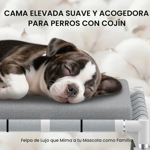 Vista 3 de Cama elevada para perros con cojín, camas elevadas de enfriamiento para perros al aire libre
