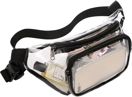 Vista 9 de Riñonera Packism transparente, impermeable, bonita bolsa de cintura aprobada por el estadio, bolsa transparente con correa ajustable, bolsa