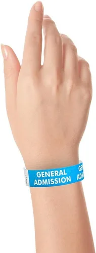 Vista 3 de 500 pulseras Tyvek de admisión general azul Wristco para eventos Cómoda pulsera Tyvek resistente al agua y al desgarro para eventos, conciertos