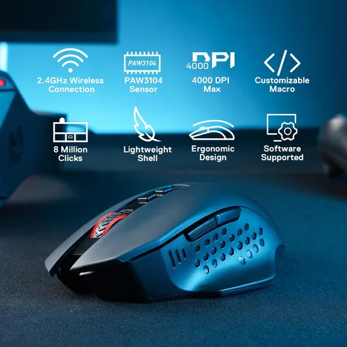Vista 7 de Redragon Paquete de teclado con una sola mano K585 y mouse inalámbrico para juegos M656 Gainer