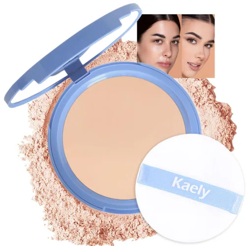 Vista 11 de evpct Polvo facial prensado para control de aceite, compacto para mujeres, base de maquillaje translúcida para mujeres, impermeable, de larga 01
