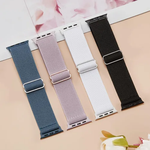 Vista 7 de 4 Pack Stretchy Solo Loop Compatible with Apple Watch Bands Women Men