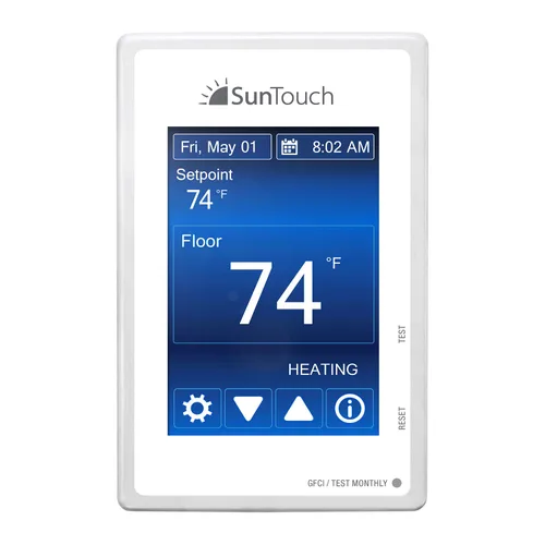 Vista 7 de SunTouch SunStat Command - Termostato programable con pantalla táctil a color para sistemas de calefacción por suelo eléctrico, múltiples opciones