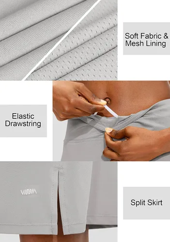 Vista 4 de Viodia - Faldas de 20 pulgadas hasta la rodilla para mujer, falda deportiva UPF50+, falda de golf para mujer, faldas casuales de verano