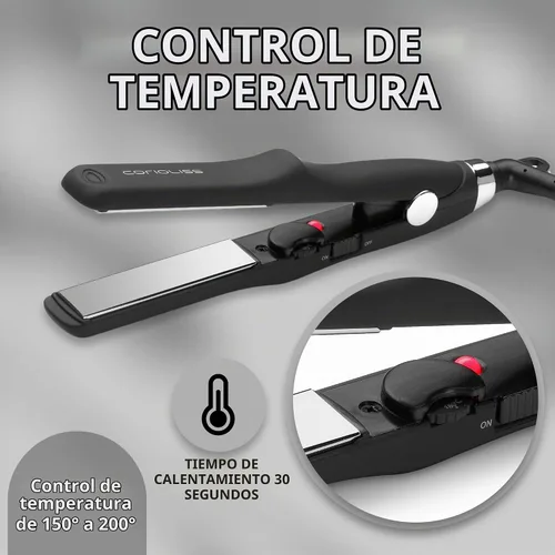 Vista 4 de CORIOLISS C Trip Mini Alisadores de cabello para mujer Titanio Plancha plana Profesional con control de temperatura (negro suave al tacto)