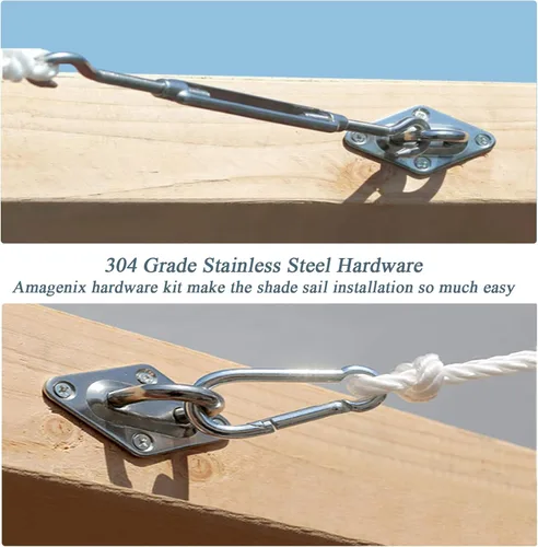 Vista 5 de Amagenix Kit de accesorios de vela de 5 pulgadas para instalación de toldo rectangular y cuadrado, accesorios de acero inoxidable de grado 304