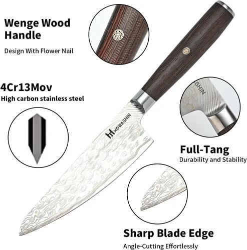 Vista 68 de Cuchillo de chef de 6 pulgadas, cuchillos de cocina, deshuesado de acero inoxidable alemán de alto carbono, cuchillo profesional para carne, aves