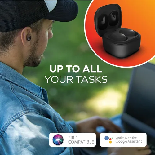 Vista 8 de Coby Mini auriculares inalámbricos Bluetooth 5.3, pequeños auriculares con aislamiento de ruido interno con micrófono y estuche de carga, 12 horas