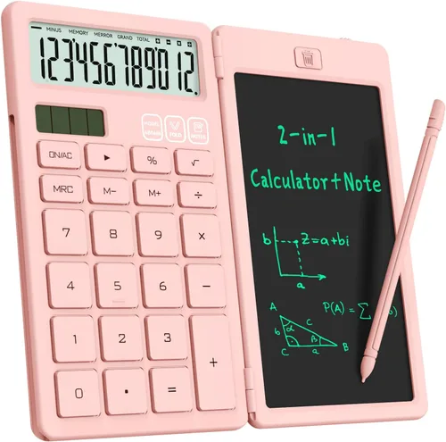 Vista 7 de Calculadora de Escritorio con Bloc de Notas LCD Borrable Calculadoras ROATEE Calculadoras Básicas de Escritorio para Escuela Secundaria Calculadora