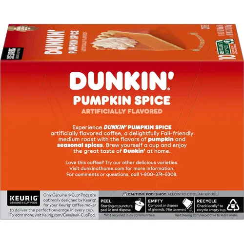 Vista 3 de Cápsulas de café Dunkin Donuts sabor especias de calabaza, tiempo limitado, 3.70 onzas
