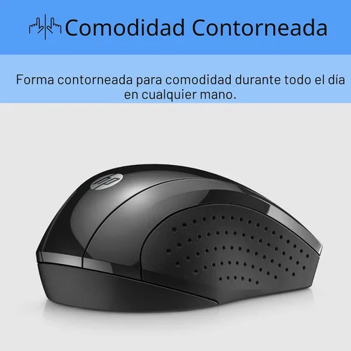 Vista 4 de HP Ratón inalámbrico X3000 G3 - Negro, batería de 15 meses, empuñaduras laterales para control, apto para viajes, LED azul, potente sensor óptico